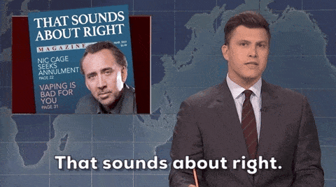that sounds about right nicolas cage GIF by Saturday Night Live - background