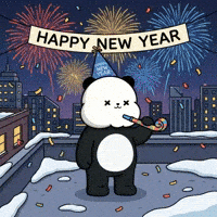 Happy New Year Fireworks GIF by Kanpai Pandas