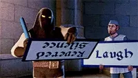 Movie gif. Thelonious from Shrek scrawls the word 