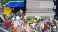 Floral tributes to Mandela in Trafalgar Square
