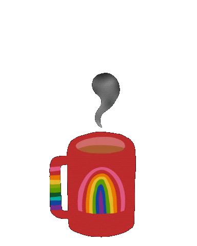 purplepeachstudio coffee tea steam rainbow mug Sticker