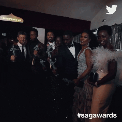 Os vencedores de Melhor Elenco no SAG Awards 2019, do cast de Pantera Negra (2018) | Divulgação (SAG)
