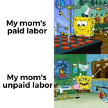 Mom's paid and unpaid labor motion meme