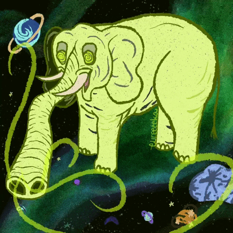 Space Elephant GIF by Erika Kuntar