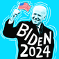 Biden 2024 holding American flag