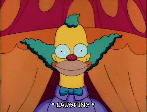 krusty the clown laughing GIF