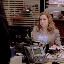 Gif: Pam from the Office raises hand