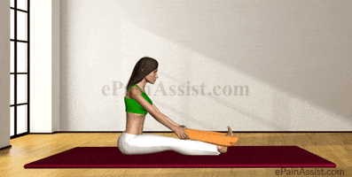 towel stretch exercise for pulled calf muscle GIF by ePainAssist