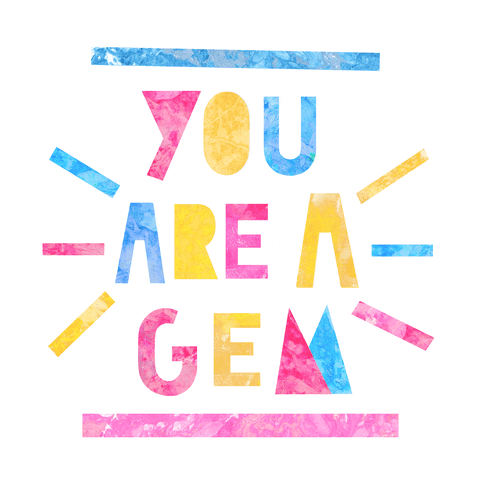 Text gif. The text reads, "You are a gem!" and there are pulsing lines on the side that emphasis the words.