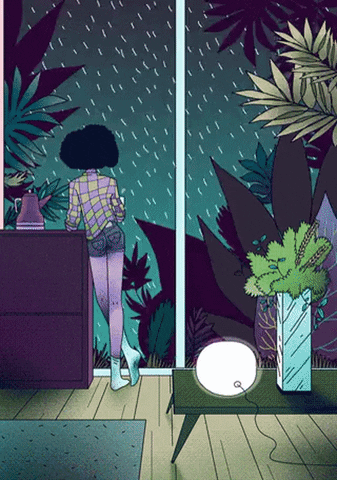 perla rain smoking GIF