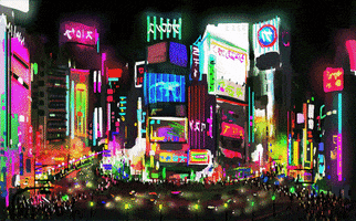 phazed  psychedelic japan colorful city