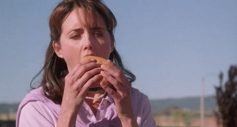 romy and micheles high school reunion burger GIF
