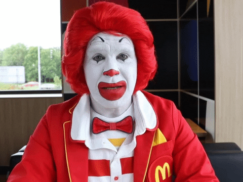 scared ronald mcdonald GIF by McDonald's CZ/SK - scared ronald mcdonald GIF by McDonald's CZ/SK