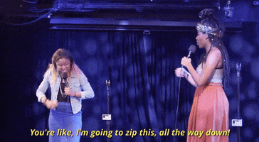 phoebe robinson you're like i'm going to zip this all the way down GIF by 2 Dope Queens Podcast