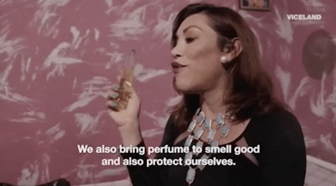 we also bring perfume to smell good and protect ourselves GIF by STATES OF UNDRESS