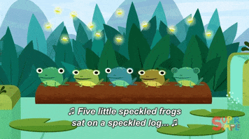 five green and speckled frogs GIF by Super Simple