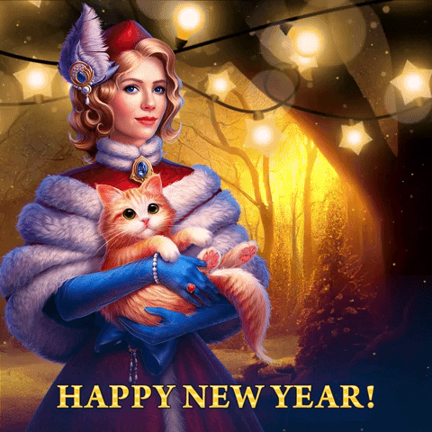 New Year Cat GIF by G5 games