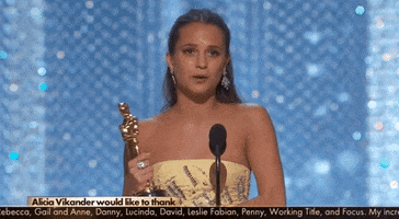 Alicia Vikander Win GIF by The Academy Awards