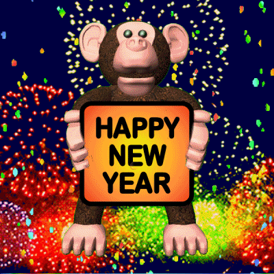 Happy New Year Monkey GIF
